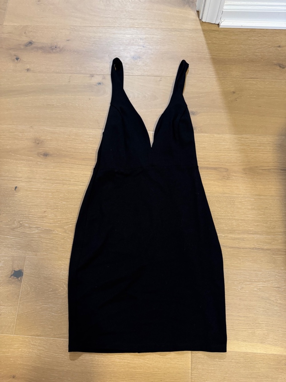 Lulu's Black Deep V Bodycon Mini Dress